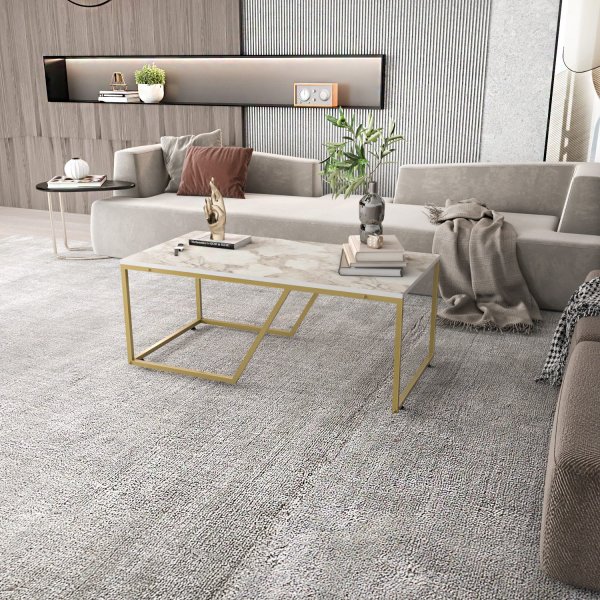 Couchtisch Wendy 120 x 60 cm - Wei/Gold