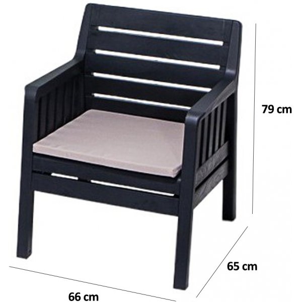 Loungegruppe Lara mit 3-Sitzer-Sofa, 2 Sesseln und Tisch - Anthrazit