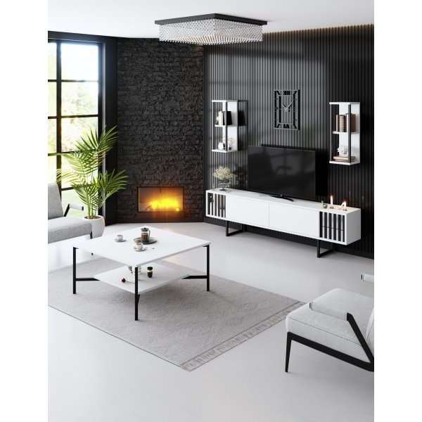 Erki Couchtisch 80 x 80 cm - Wei/Schwarz