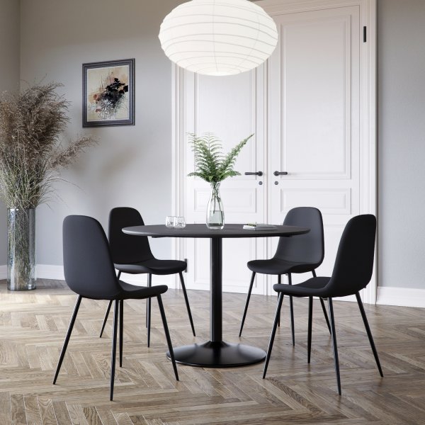 Sitz-Essgruppe, Esstisch mit 4 Carisma Esszimmersthlen - Schwarz + 4.00 x Serviettenringe