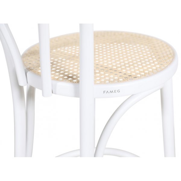 Biegeholz Barhocker No 18 - wei / Rattan
