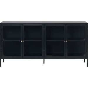 Toddy Sideboard aus schwarzem Metall mit Glastren, Breite 170 cm