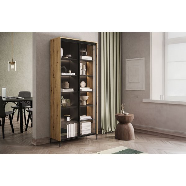 Trendvitrine H196 cm - Artisan-Eiche/Schwarz