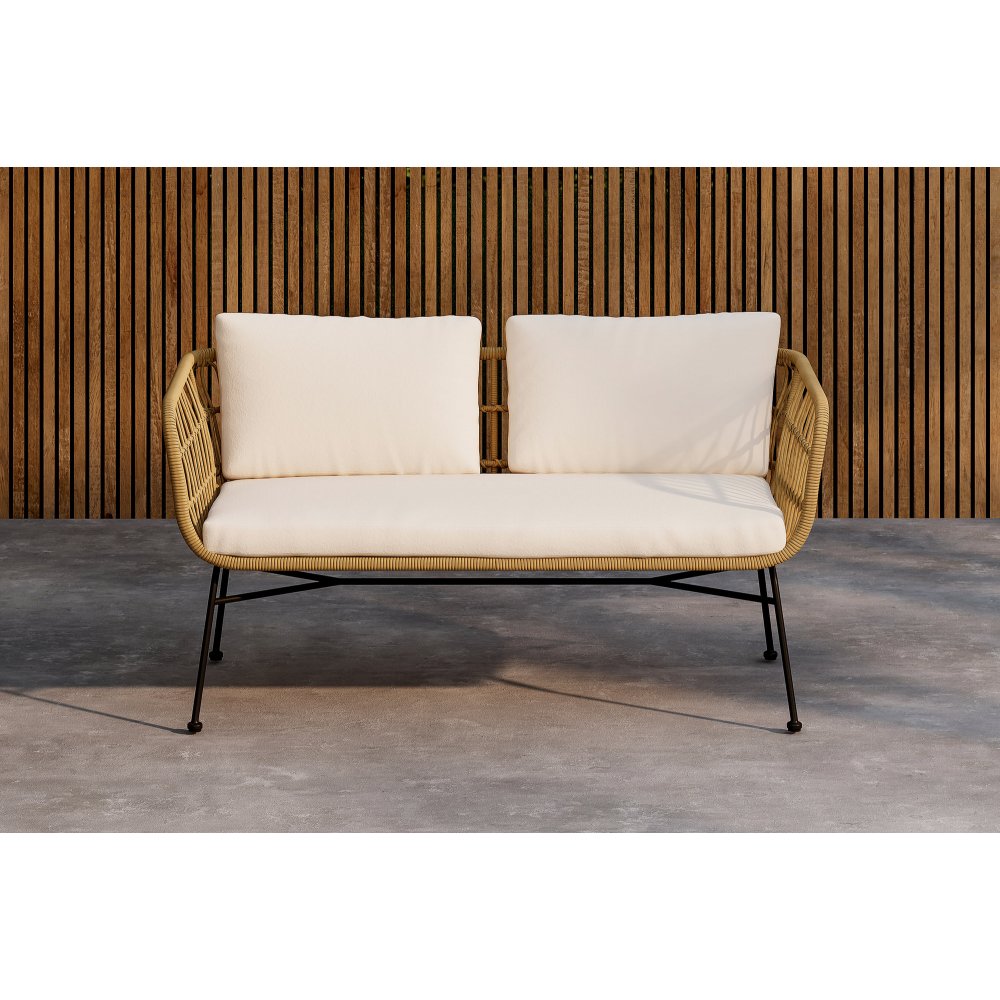 Isola Loungesofa - Schwarz/Natur - Outdoor-Holzsofas, Gartensofas, Gartenmöbel