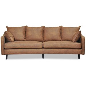 Gotland 3-Sitzer-geschwungenes Sofa - Cognacfarbenes ko-Leder