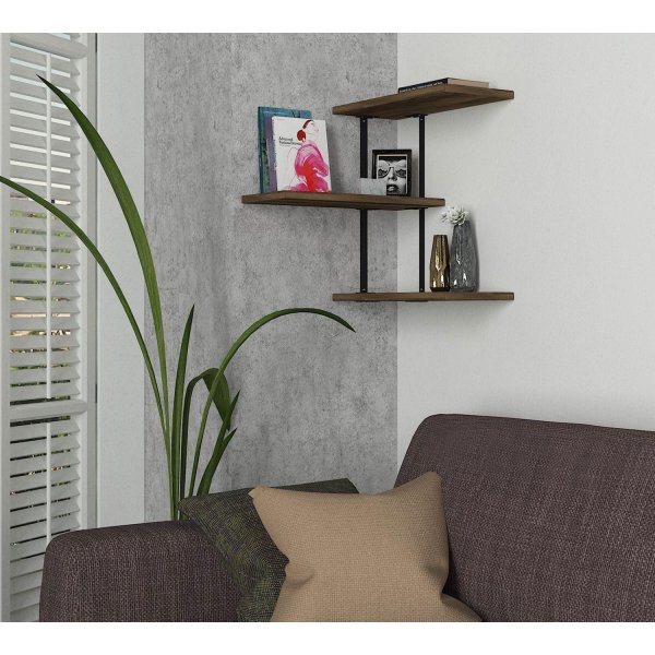 Wandregal Frisbee - Nussbaum/schwarz