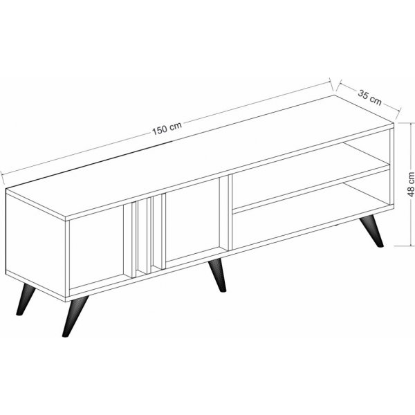Rilla Medienbank 150 cm - Anthrazit/Eiche
