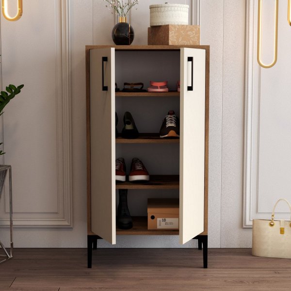 Prager Schuhschrank - Nussbaum/Creme Prager Schuhschrank - Nussbaum/Creme