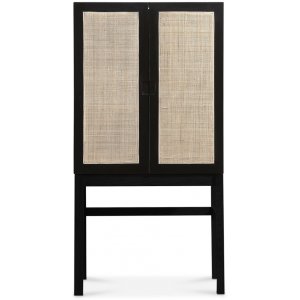 Ebener Schrank mit Türen aus Rattan - Schwarz Ebener Schrank mit Türen aus Rattan - Schwarz