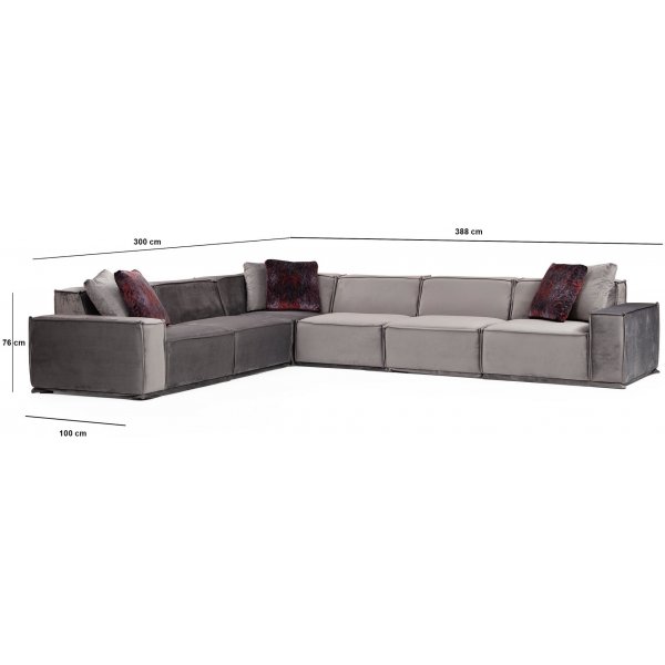 Lego Ecksofa 388 cm links - Grau