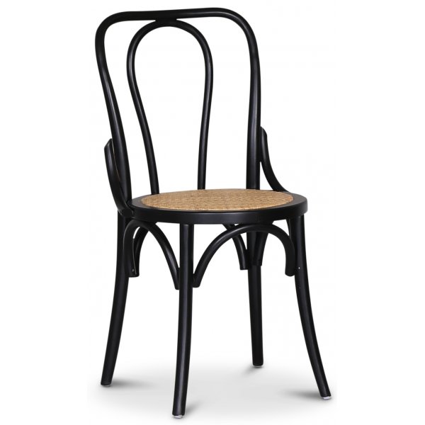 Kombinierter Bugholzstuhl - Schwarz/Rattan