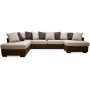 Delux U-Sofa mit offenem Ende links - Braun/Beige/Vintage