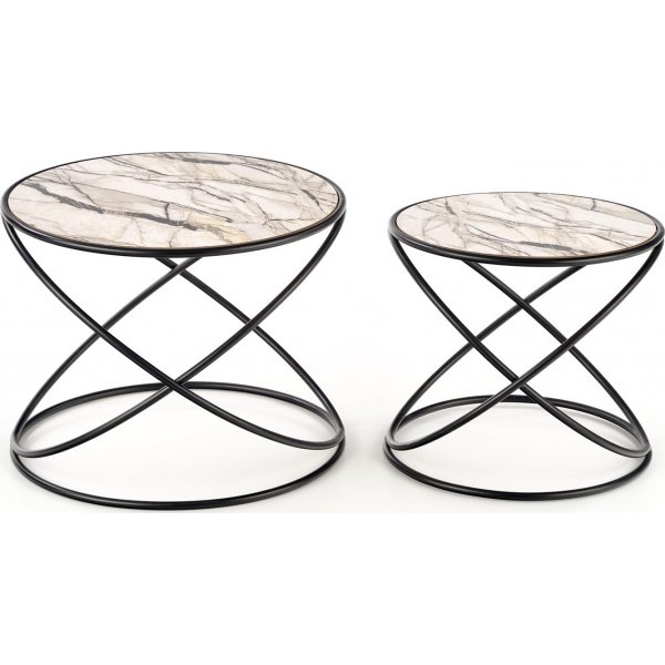 Mille Couchtisch Ø40/50 cm - Weißer Marmor/Schwarz Mille Couchtisch Ø40/50 cm - Weißer Marmor/Schwarz