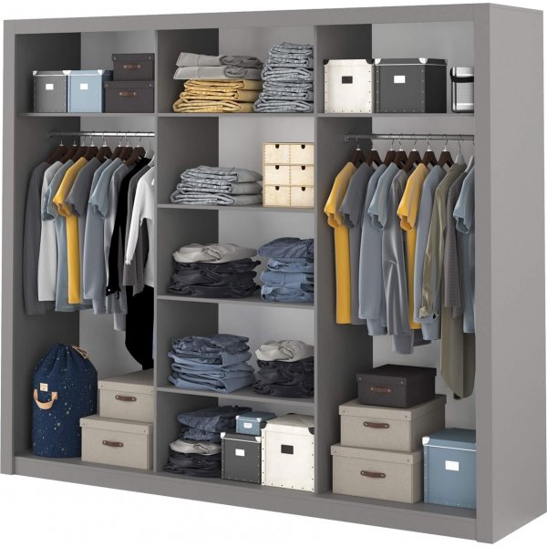 Einar grauer Kleiderschrank 250x215 cm