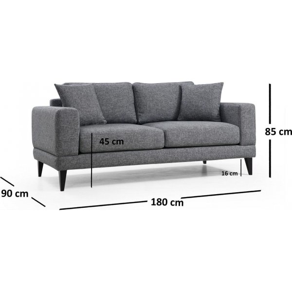 Nordisches 2-Sitzer-Sofa - Dunkelgrau