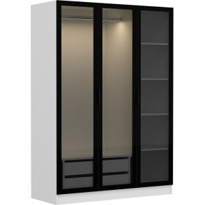 Cavolo Kleiderschrank 135 cm - Wei/Schwarz