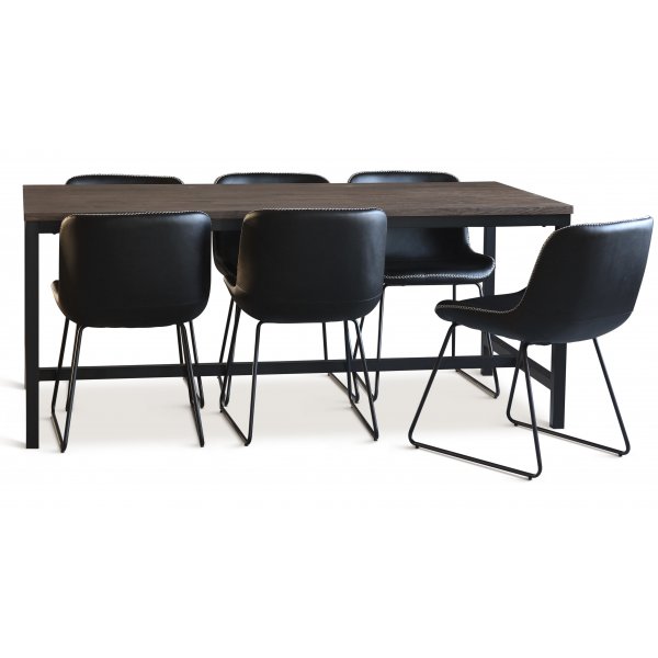 Esstischgruppe; Tisch 180x90 cm dunkelbraune Eiche mit 6 Stühlen Esstischgruppe; Tisch 180x90 cm dunkelbraune Eiche mit 6 Stühlen