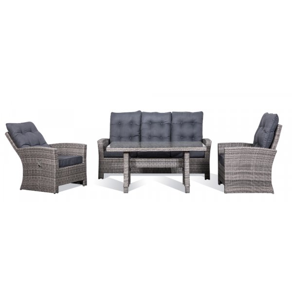 Orlando Outdoor-Mbelgruppe, verstellbare Sessel mit hoher Rckenlehne - Grau/Beige