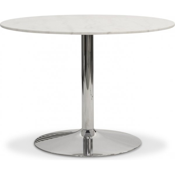 Plaza runder Esstisch - Weier Marmor / Chrom