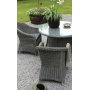 Jacksonville Speisegruppe im Freien; Runder Tisch 110 cm inkl. 4 Mercury-Sessel graues synthetisches Rattan