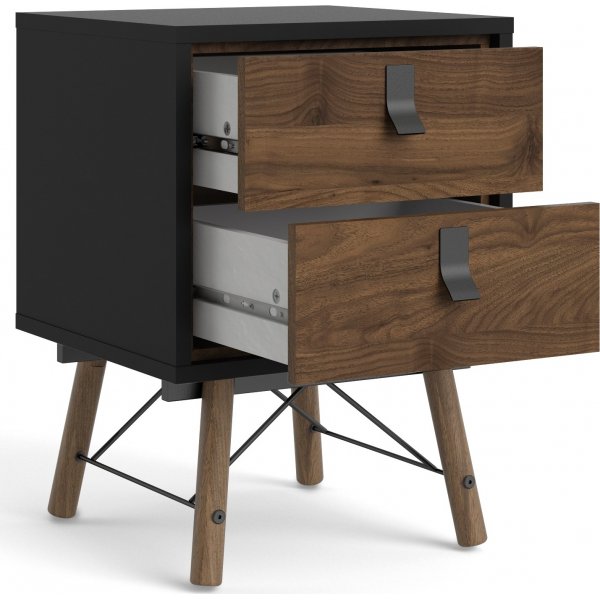 Ry Nachttisch - Schwarz/Walnuss