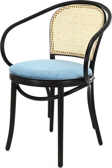 Stuhl Nr. 30 mit Rattan-Rückenlehne - Optionale Farbe des Gestells und der Polsterung Stuhl Nr. 30 mit Rattan-Rückenlehne - Optionale Farbe des Gestells und der Polsterung