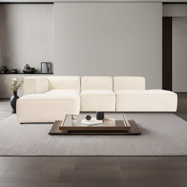 Mehr Ecksofa mit offenen Enden links - Creme Mehr Ecksofa mit offenen Enden links - Creme