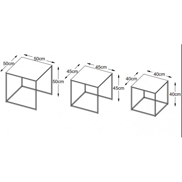 Aman schwarzer Metalltisch 50x50 | 45x45cm | 40x40 cm