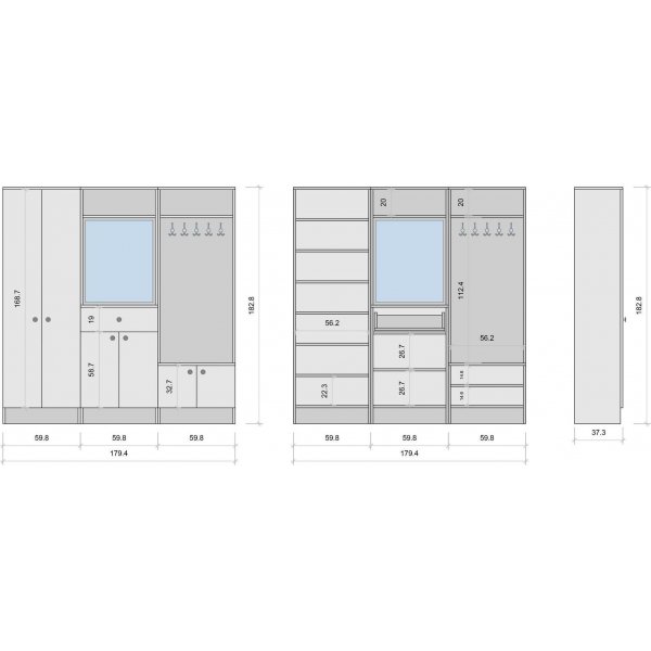 Mendy Flurmöbel 180 cm - Weiß Mendy Flurmöbel 180 cm - Weiß