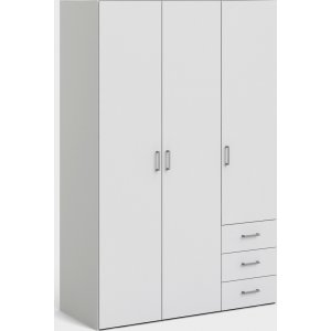 Niedriger Space-Kleiderschrank mit 3 Tren und 3 Schubladen - Wei