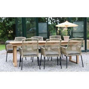 Salt Outdoor-Essgruppen-Esstisch 240 x 100 cm mit 6 Ystad-Gestellsthlen - Teak/Schwarz