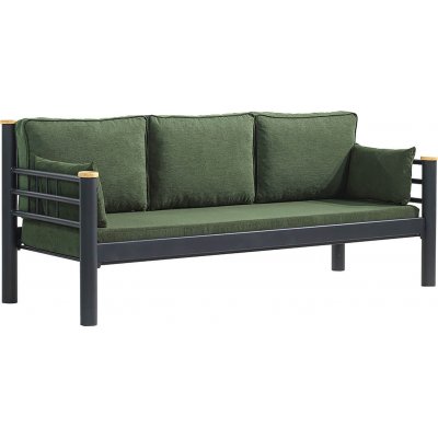 Kappis 3-Sitzer Outdoor-Sofa - Schwarz/Grn + Mbelpflegeset fr Textilien