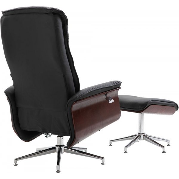 Milos Sessel mit Fußhocker (Recliner) - Schwarzes PU Milos Sessel mit Fußhocker (Recliner) - Schwarzes PU