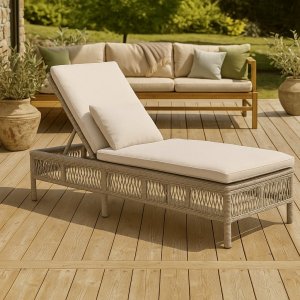 Sonnenliege aus natürlichem Rattan - Verstellbar - Harpan Sonnenliege aus natürlichem Rattan - Verstellbar - Harpan