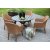 Essgruppe Mercury: Runder Scottsdale-Tisch mit 4 Valetta-Sesseln aus naturfarbenem Kunstrattan
