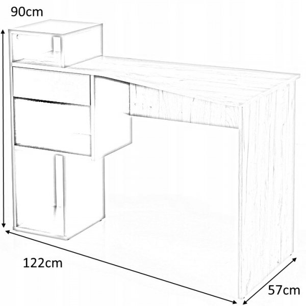 Spurs Schreibtisch 122x57 cm - Eiche/wei