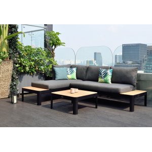 Portals Lounge Gruppe 1 - Schwarz/Teak