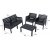 Loungegruppe Lara mit 2-Sitzer-Sofa, 2 Sesseln und Tisch ohne Kissen - Anthrazit