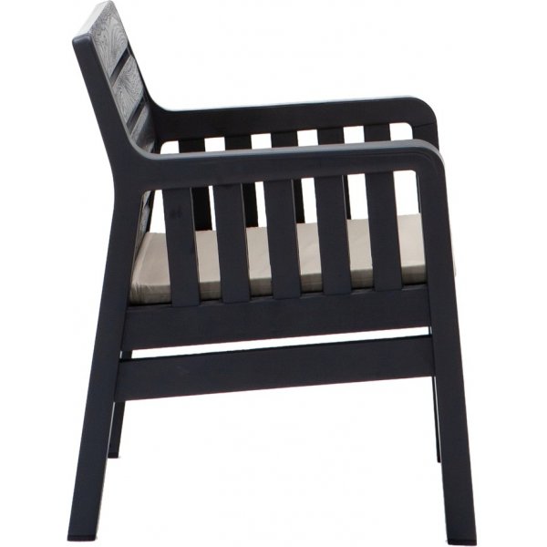 Loungegruppe Lara mit 3-Sitzer-Sofa, 2 Sesseln und Tisch - Anthrazit