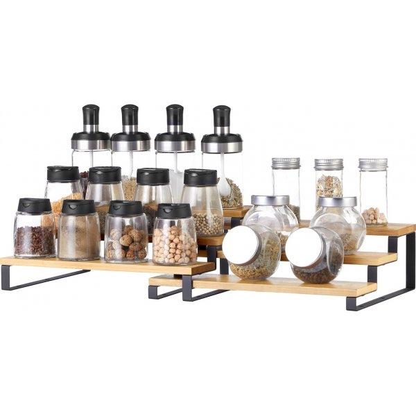 Biharat Gewrzregal, 2 Stck - Bambus/schwarz