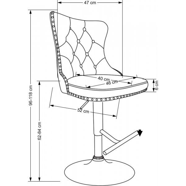 Barhocker mit Gasdruckfeder, grauer Samt, Pelican
