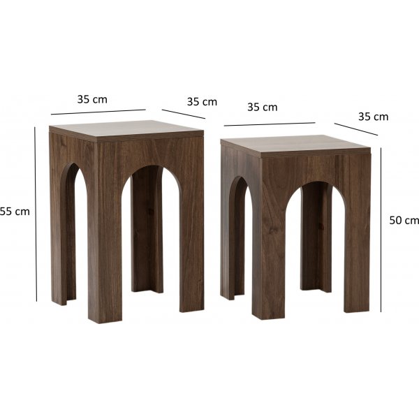 Collesium Beistelltisch-Set 35/35 x 35/35 cm - Walnuss