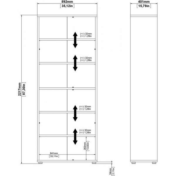 Prima Bcherregal mit 6 Fchern - Wei