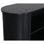 Nova niedriges Bcherregal aus schwarz gebeizter Eiche mit Holzlatten