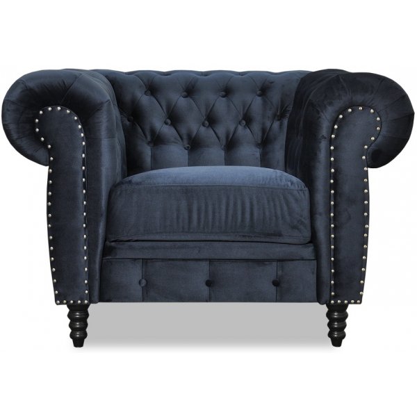 Ashford Chesterfield Sessel - Dunkelblauer Samt