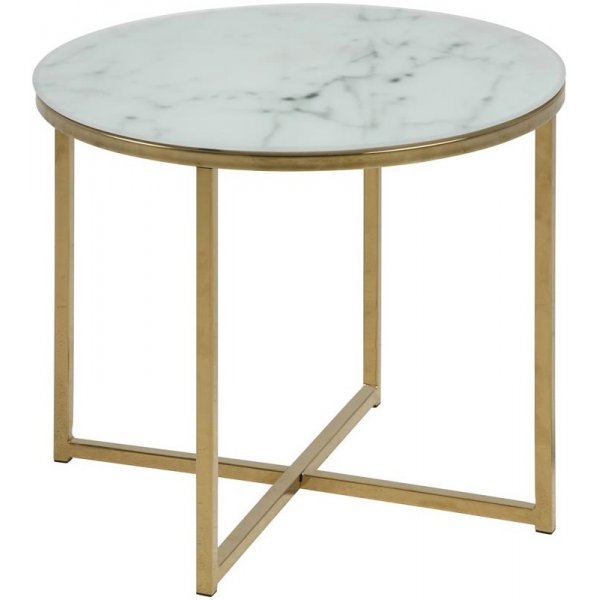 Alisma Beistelltisch 50 cm - Weier Marmor/Gold