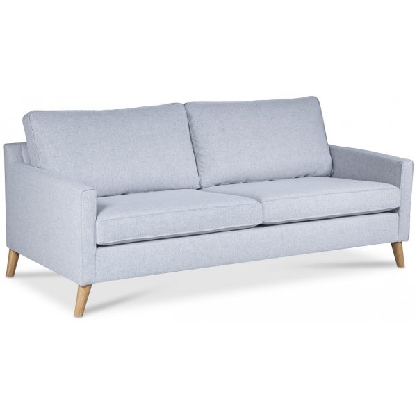 Blues 2-Sitzer-Sofa - Hellgrau / Eiche