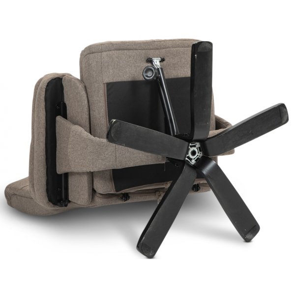 Oslo Liegesessel mit Hocker aus dunkelbeigem Stoff