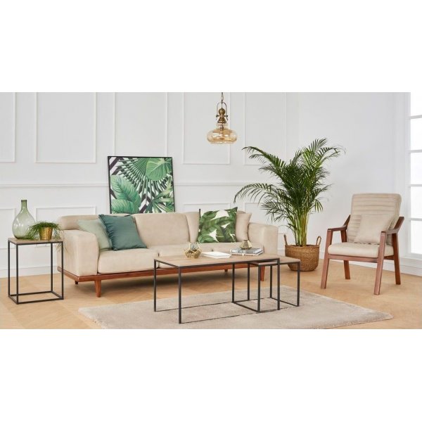 Atlantis Beistelltisch 45 x 45 cm - Nussbaum/schwarz