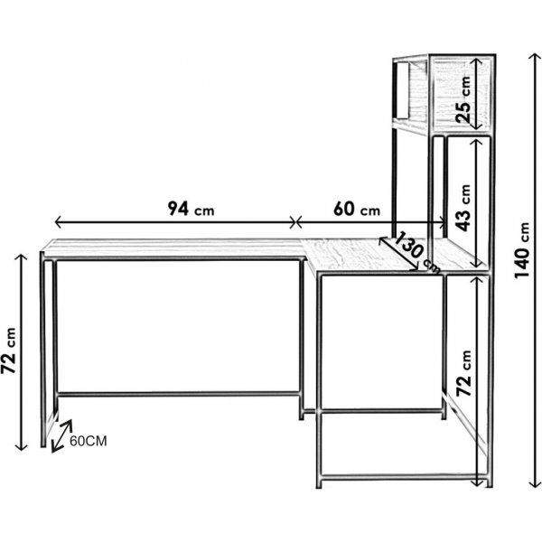Limey Schreibtisch 154 x 130 cm - Schwarz Limey Schreibtisch 154 x 130 cm - Schwarz